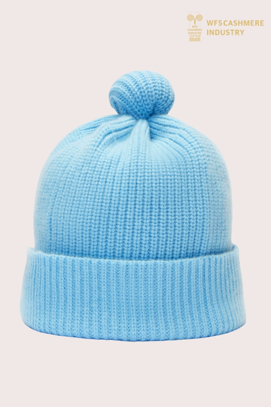 Berretto con pompon a costine in puro cashmere premium | Accessori OEM