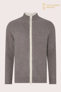 Cardigan con zip in puro cashmere 12GG da uomo (micro-costine) | Produttore di maglieria OEM personalizzata
