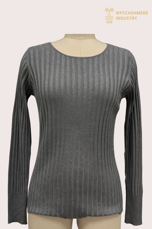 Girocollo a coste in seta-cashmere 16GG | Strato di base ultrafine OEM