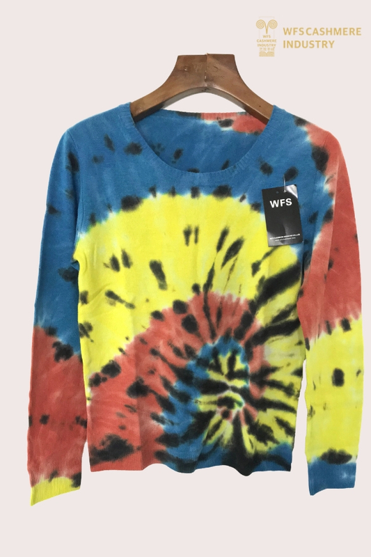 Maglione in cashmere tie-dye artigianale di alta qualità | OEM di tintura personalizzata