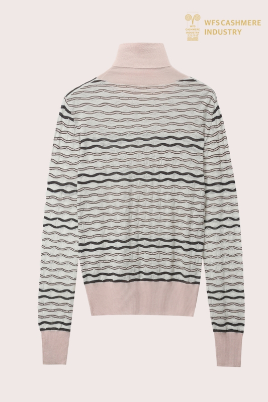 Pullover dolcevita a righe rosa personalizzato | OEM di maglieria in cashmere