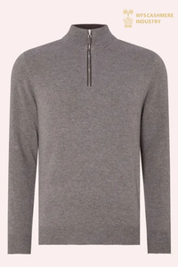 Pullover da uomo in misto lana e cashmere con zip a 1/4 premium | Produttore di maglieria OEM personalizzata