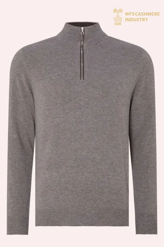 Pullover da uomo in misto lana e cashmere con zip a 1/4 premium | Produttore di maglieria OEM personalizzata