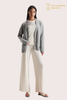 Cardigan da donna premium con scollo a V in puro cashmere | Produttore OEM / ODM di maglieria grigia personalizzata